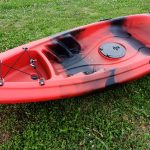 Closeup of red kayak